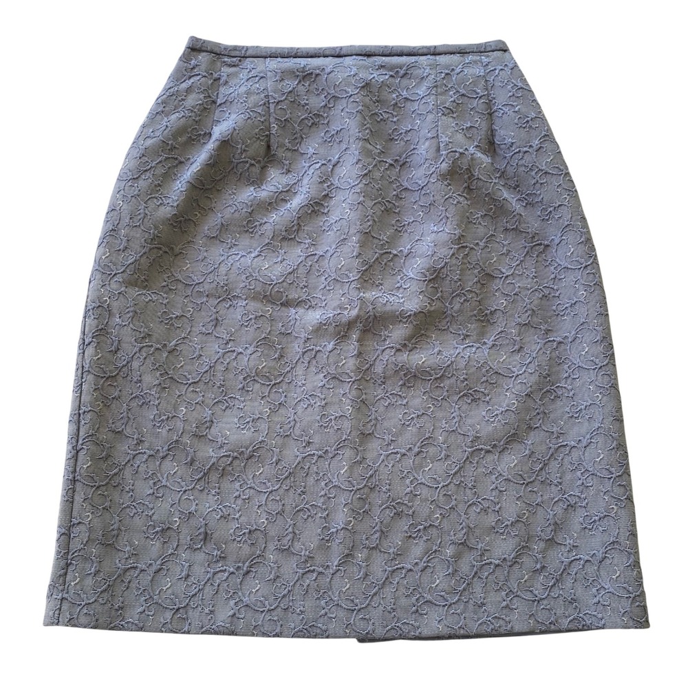 Jacquard Metallic Shimmer Pencil Skirt Women Size 12 Periwinkle Office Party